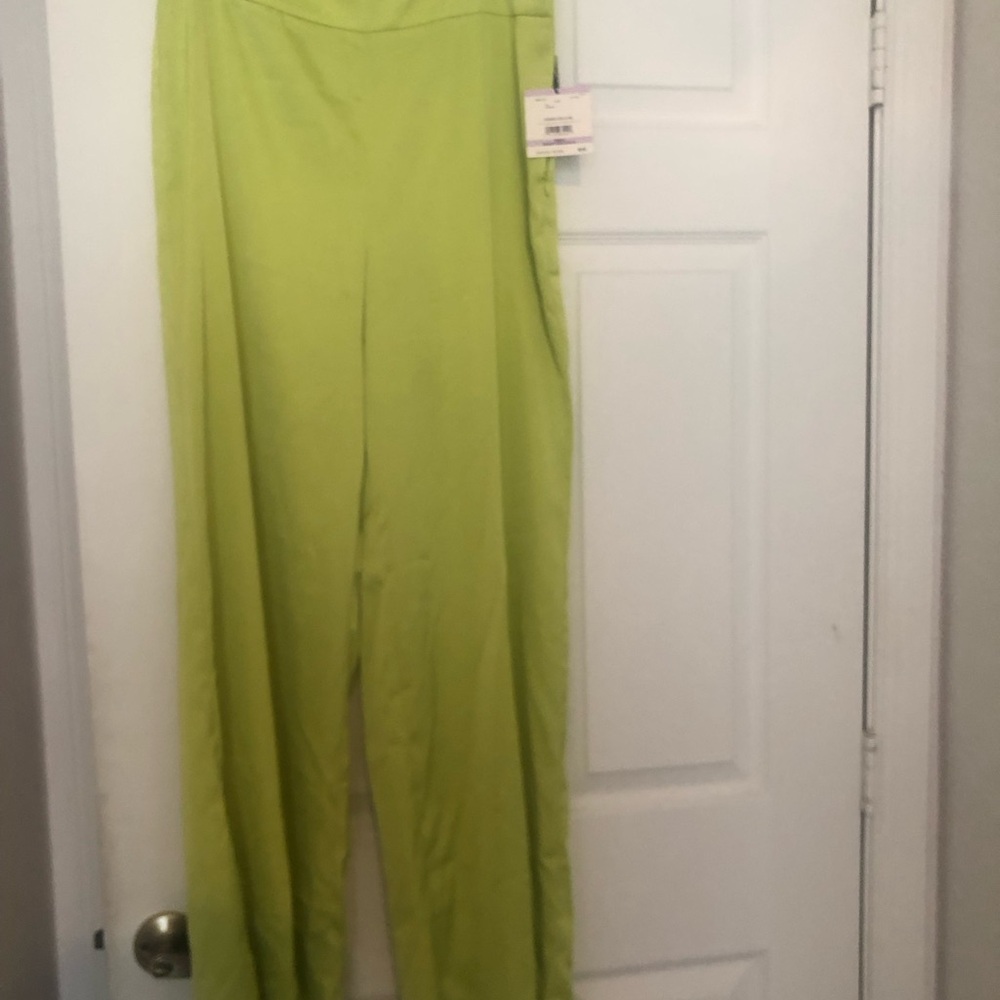 Anne Klein Bright Lime Wide-Leg Pants NWT